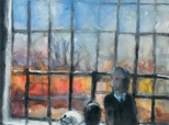 Ausblick Hardenbergstraße mit Selbstportrait - 2005 - Aquarell, Tusche und Gouache - 63 x 66,8 cm
