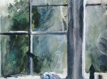 Ausblick in den Hof - 1988 - Aquarell und Gouache - 84,8 x 75,5 cm
