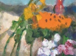 Garten mit Sonnenblumen, Malven, Sonnenhut und Dahlien - 2009 - Aquarell und Gouache - 76 x 56,4 cm