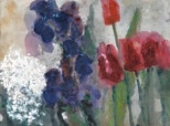 Schnee im Sommer (Hornkraut), Iris und Tulpen - 2004 - Aquarell - 48 x 61 cm